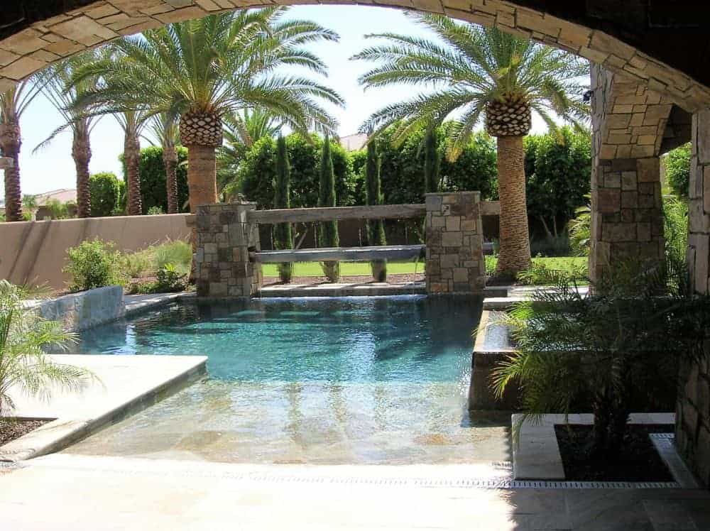 Geometric Custom Pool with Outdoor Kitchen in Chandler Arizona