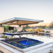 custom pool perimeter overflow spa with cantilevered outdoor kitchen scottsdale arizona 4