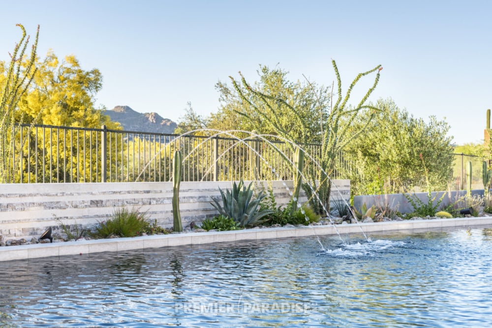 custom pool perimeter overflow spa with cantilevered outdoor kitchen scottsdale arizona 6