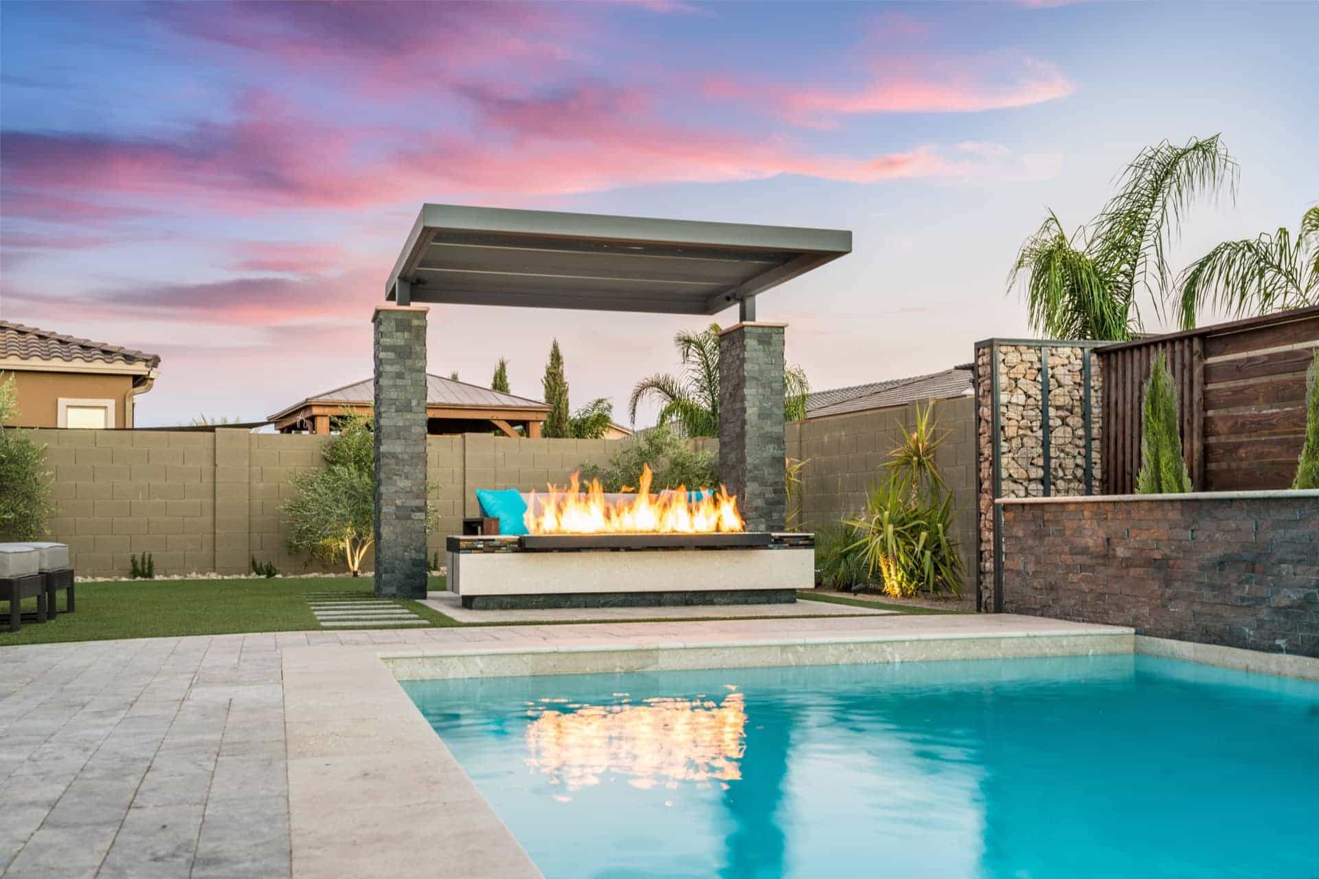 Modern Pool Remodel with Custom Water & Fire Features | Gilbert Arizona