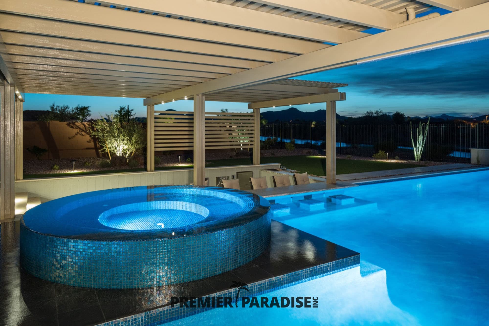 pool builder phoenix custom glass tile spa hot tub design gallery