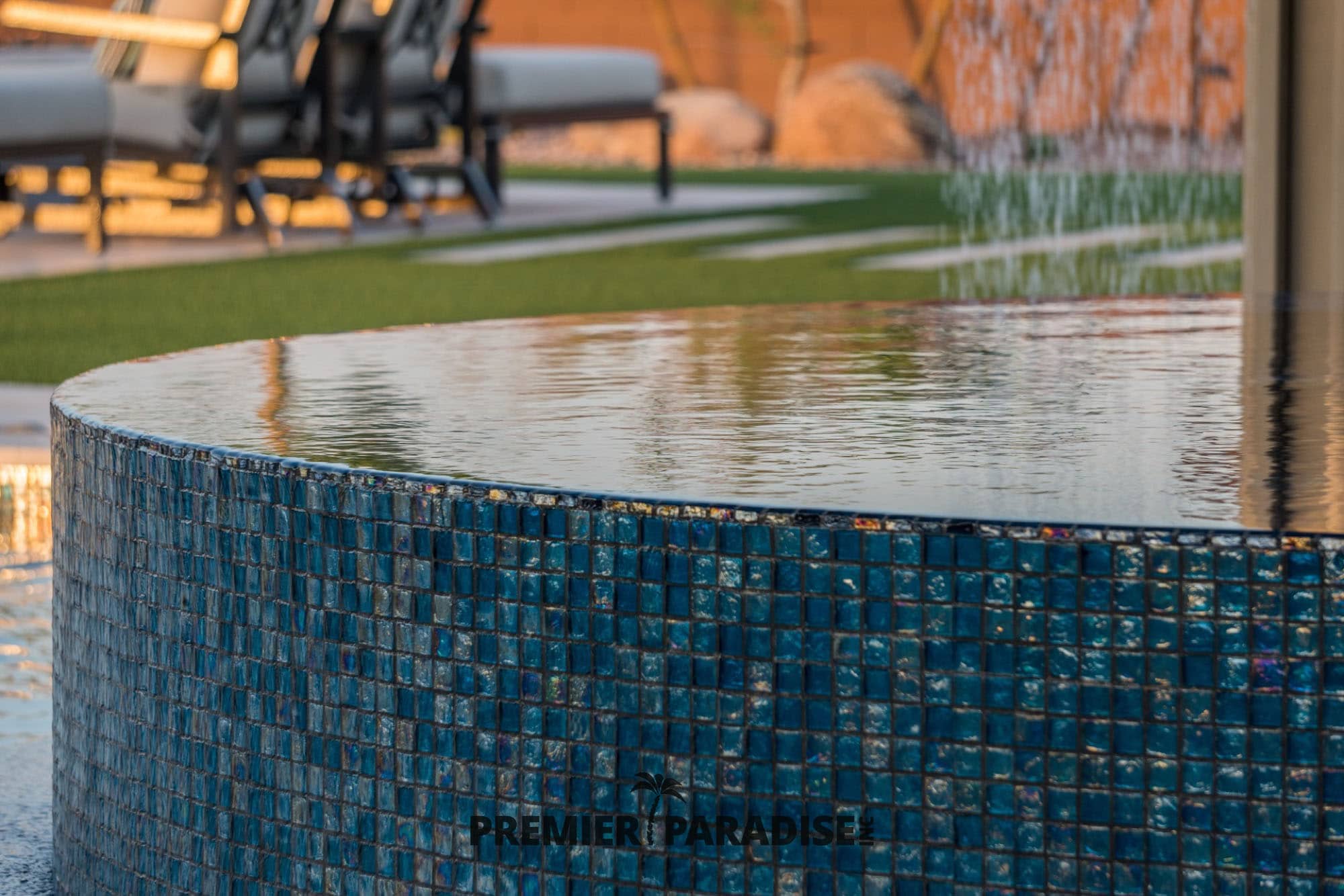 pool builder phoenix custom glass tile spa hot tub design gallery